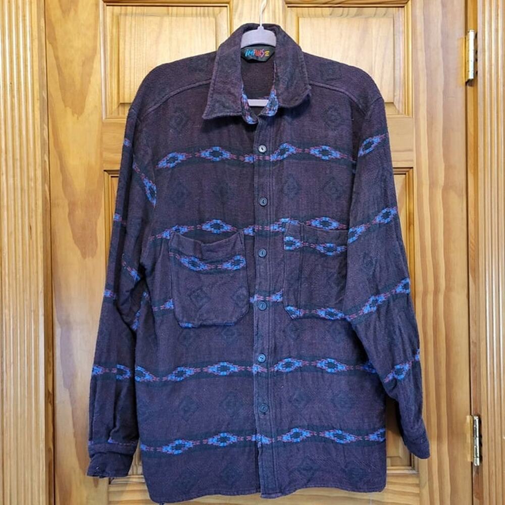 Vintage 90s impulse  mens southwestern patterned shirt  size Large